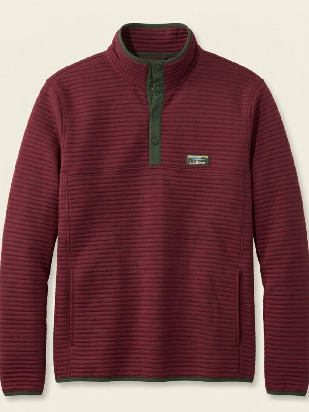 L.L.Bean Airlight Knit Bordeaux Quarter- Zip Pullover Sweatshirt Men’s size L Ta